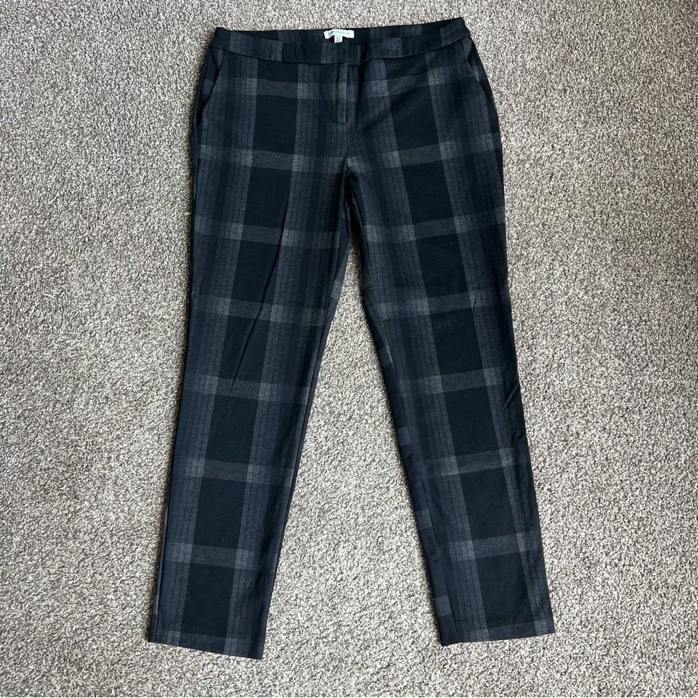 Carolina Belle Black/Gray Plaid Ankle Cropped Trousers, Size‎ 8